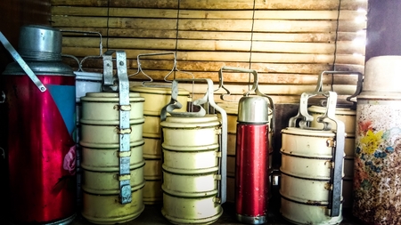 Pinto. Tumbler for food. Antique containers for food in Thailand.の写真素材