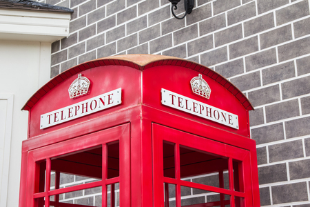vintage callbox in the city.の写真素材