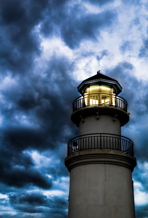 Lighthouse and the sky on twilight.の写真素材