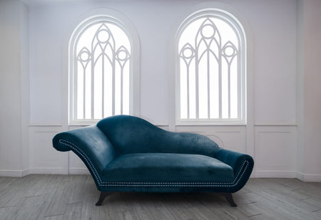 Blue velvet sofa
