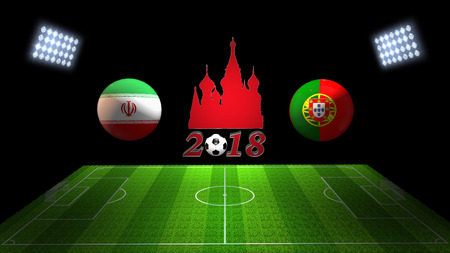 World Soccer Cup Match 2018 in Russia : Iran vs. Portugal, in 3Dの写真素材