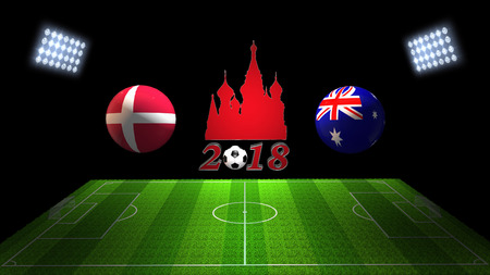 World Soccer Cup Match 2018 in Russia : Sweden vs. Australia, in 3Dの写真素材