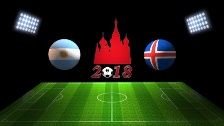 World Soccer Cup Match 2018 in Russia : Argentina vs. Iceland, in 3Dの写真素材