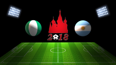 World Soccer Cup Match 2018 in Russia : Nigeria vs. Argentina, in 3Dの写真素材