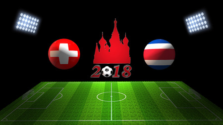 World Soccer Cup Match 2018 in Russia : Switzerland vs. Costa Rica, in 3Dの写真素材