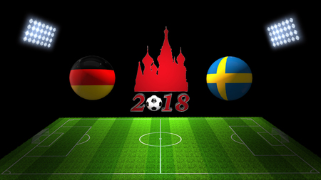World Soccer Cup Match 2018 in Russia : Germany vs. Sweden, in 3Dの写真素材