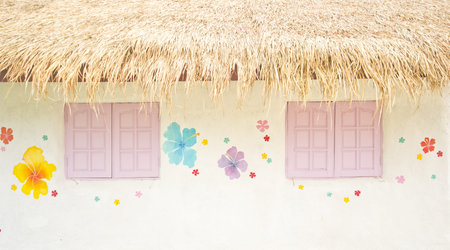 Close up of beautiful window soil house 