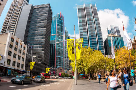 Sydney, Australia - January 12, 2009: People walking down the street in Sydney downtown, Australiaのeditorial素材