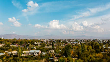 Gyumri city, against the backdrop of the mountains, Armenia.の写真素材