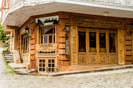 Sighnaghi, Georgia - June 10, 2016: Restaurant in Sighnaghi (Signagi) city in Kakheti region in...