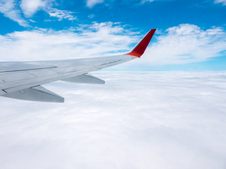 View from the airplane porthole. Travel conceptの写真素材