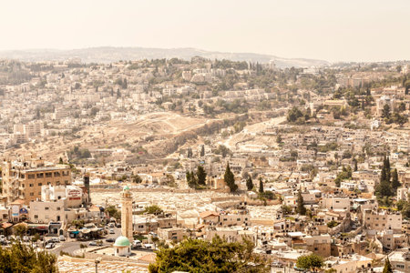 Jerusalem, Israel - September 11, 2011: View of Jerusalem from the Mount of Olives. One of the oldest cities in the world.のeditorial素材