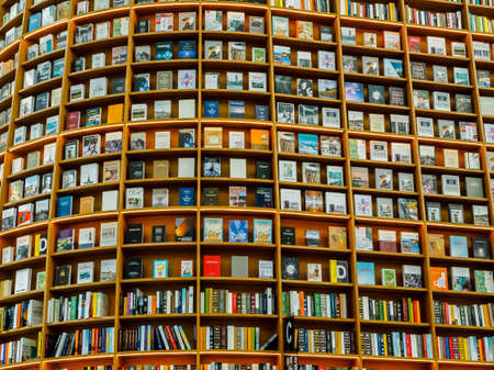 Seoul, South Korea - June 22, 2017: Books on the shelves in Starfield Library in Starfield COEX Mall, Seoulのeditorial素材