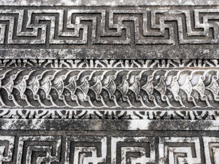 Fragment of gray marble background with pattern in the Ancient city of Perge near Antalya, Turkeyの写真素材
