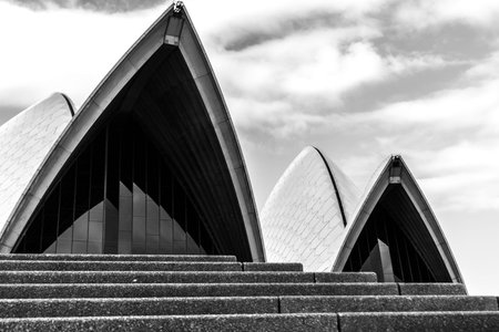Sydney, Australia - January 12, 2009: Close Up roofline 'The sails' of Sydney Opera House in Sydney Australia. It is a symbol of Australia.のeditorial素材