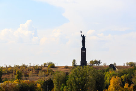 Gyumri, Armenia - October 12, 2018: Mother Armenia, monument statue in Memorial Victory Park.のeditorial素材