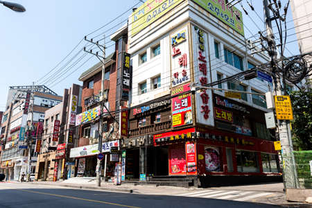 Seoul, South Korea - June 14, 2017: Empty street in downtown in Seoul.のeditorial素材