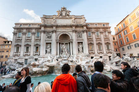 Rome, Italy - February 23, 2010: Tourists walking near the Trevi Fountain in Romeのeditorial素材