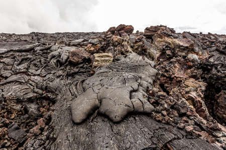 Solid lava flow near active volcano Tolbachik, Kamchatka, Russiaの写真素材