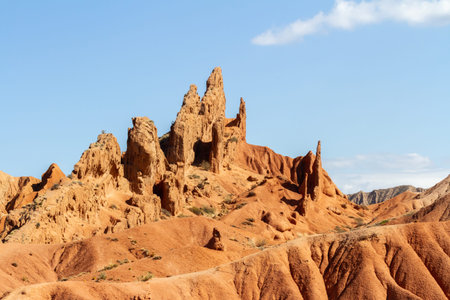 Fairytale canyon or Skazka Canyon, Natural park of colorful rocks near Issyk-Kul lake, Kyrgyzstan.