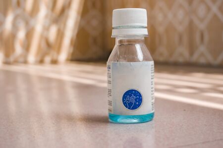 Hand sanitizer is a liquid or gel generally used to decrease infectious agents on the hands.の写真素材