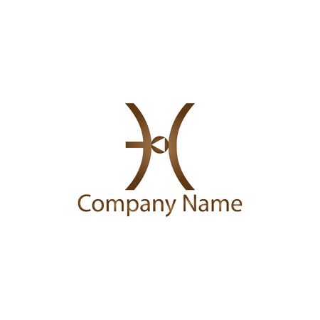 Logo with Letter H.Deep brown color minimal logo. Name starts with H.のイラスト素材