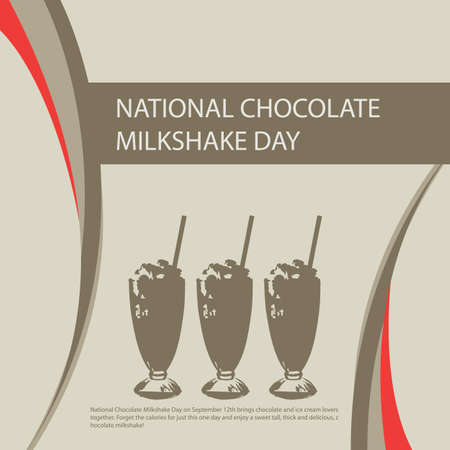 National Chocolate Milkshake Day on September 12th brings chocolate and ice cream lovers together. Forget the calories for just this one day and enjoy a sweet tall, thick and chocolate milkshake!のイラスト素材