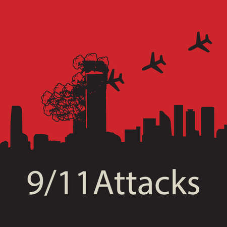 The September 11 attacks were a series of four coordinated terrorist attacks by the Islamic terrorist group al-Qaeda against the United States on the morning of Tuesday, September 11, 2001.のイラスト素材