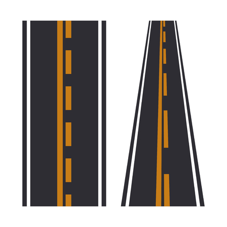Road elements street transport asphalt line way footpath ring infinity and turns vector illustration.のイラスト素材