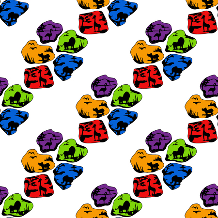 Vector Illustration simple doodle dancing people figure seamless pattern. Fun sketch drawing art.のイラスト素材