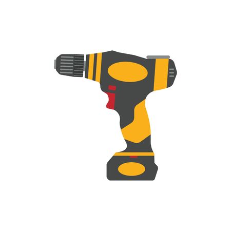Cordless drill isolated on white background. Electric construction tool, drilling and repair house work.のイラスト素材