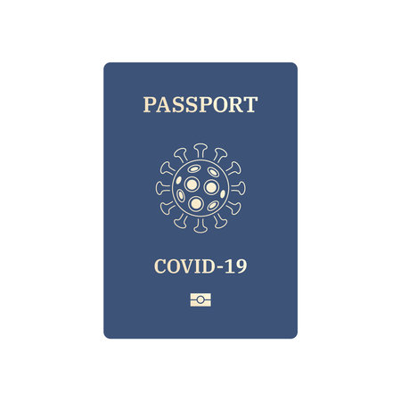 Passport covid-19 is for a free movement around the world is isolated on a white background It has a blue and golden color. Vector illustration.のイラスト素材