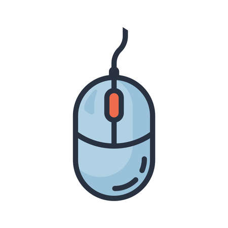 Computer mouse icon with an outline is isolated on a white background. Vector illustrationのイラスト素材