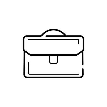 A black line icon of a briefcase is isolated just on a white background. Vector icon.のイラスト素材