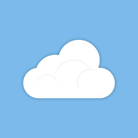 The white cloud icon is isolated on a solid blue background. Flat vector illustration, EPS 10.のイラスト素材