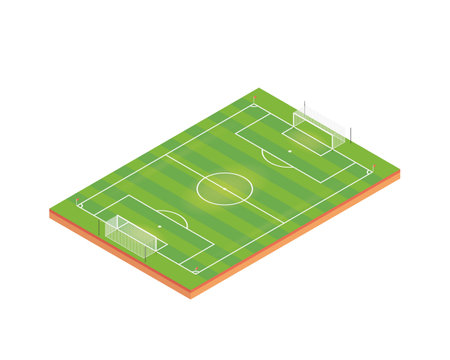 Football pitch with football goals in isometric viewのイラスト素材