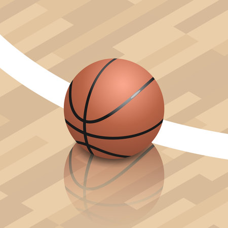 Basketball ball on a basketball parquetのイラスト素材