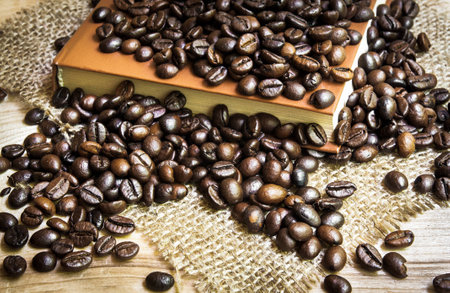 coffee cup and coffee beansの写真素材