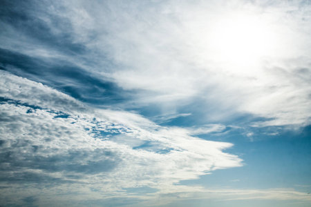 White clouds in blue skyの写真素材