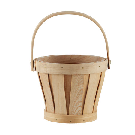 Wooden Basket isolated on a white backgroundの写真素材