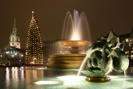 Trafalgar Square London at Christmasの写真素材