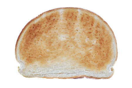 A single slice of toast isolated on white