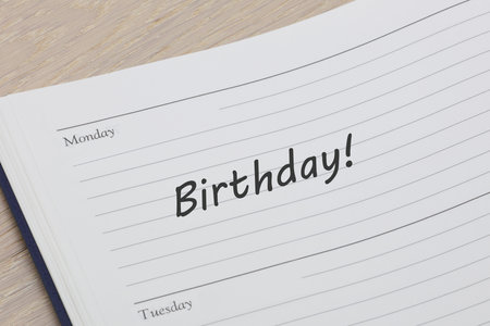 A diary reminder birthdayの写真素材