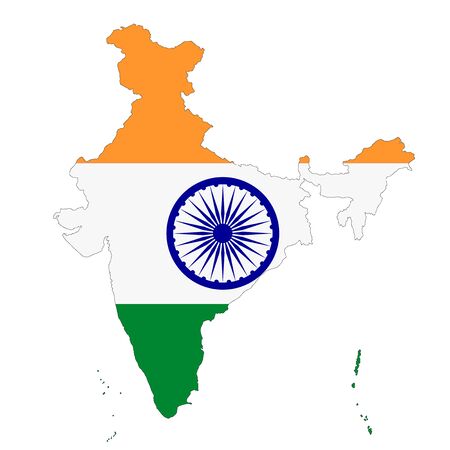 India map on white background with clipping pathの写真素材