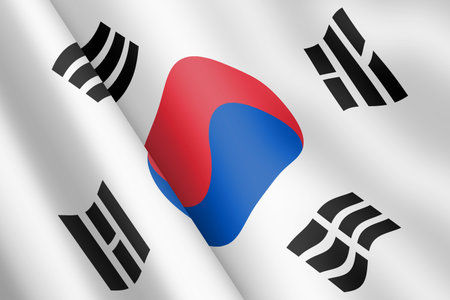 South Korea waving flag 3d illustration wind ripple