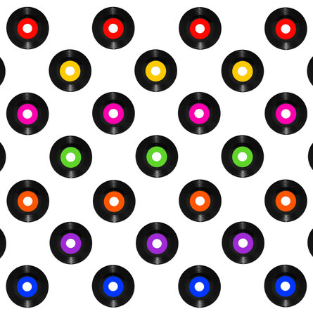 background vinyl 45rpm singles records on whiteの写真素材