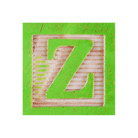 Letter Z childs wood block on white with clipping pathの写真素材