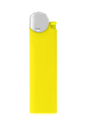 Yellow Cigarette Lighter on white with clipping pathの写真素材