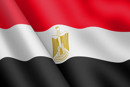 Egypt waving flag 3d illustration wind rippleの写真素材