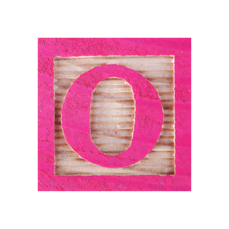 Letter O childs wood block on white